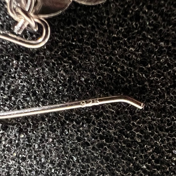 New Rhodium Plated on Sterling Silver French Earrings w/ Brushed Disks Gift Box - Picture 7 of 8